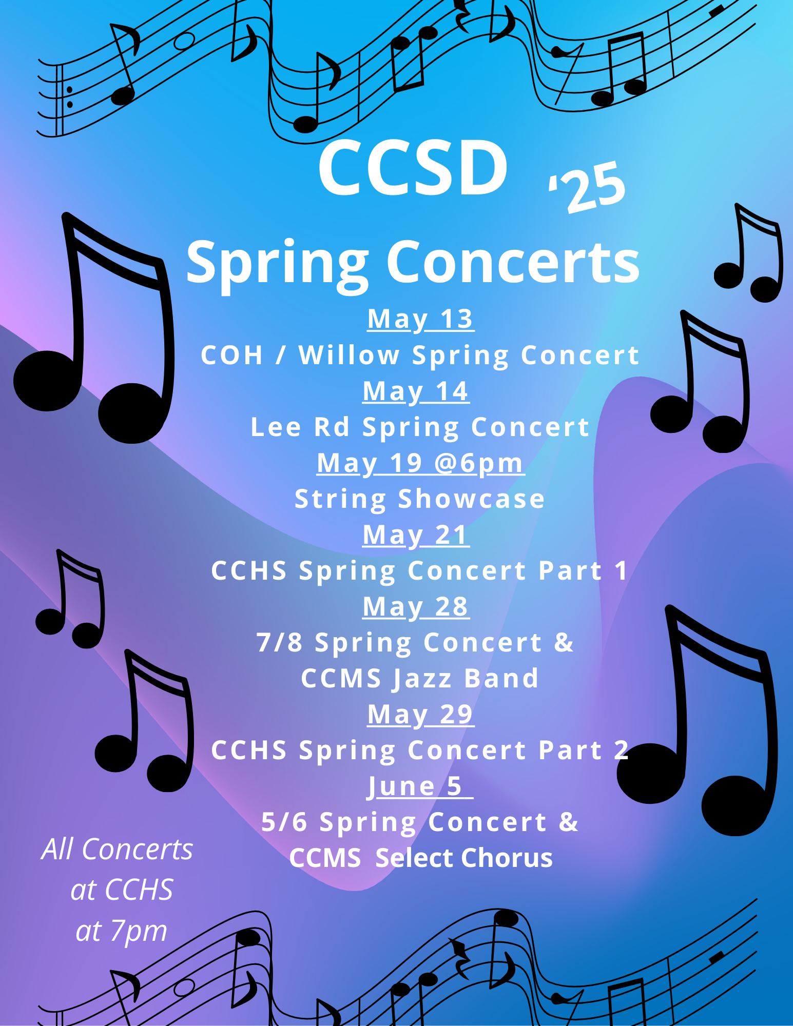 Spring Concert Schedule